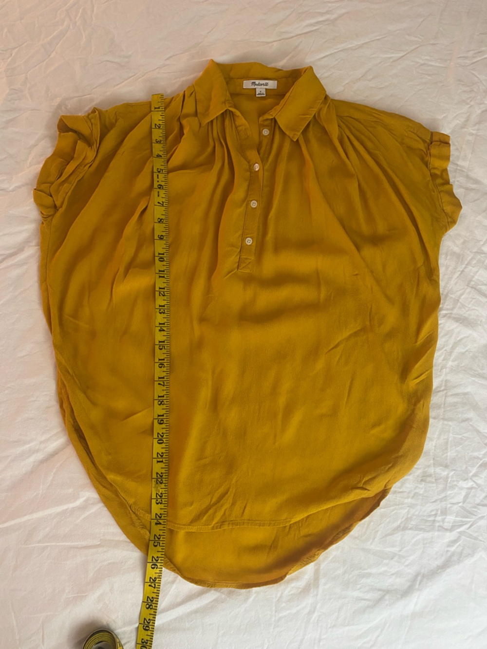 Madewell Central Drapey Popover Mustard Shirt Size S - Picture 5 of 9